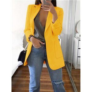 Women's Casual And Elegant Double Pocket Lapel Front Open Suit Jacket